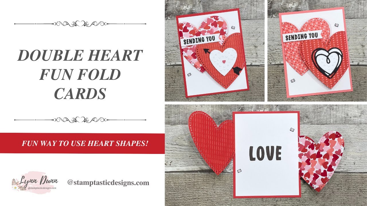 Простая открытка с двойными сердечками, которую легко сложить