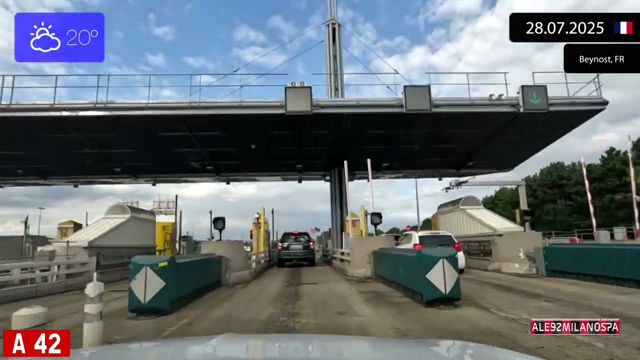 Driving through Auvergne-Rhône-Alpes (France) from Lyon to Valserhône 28.07.2025 Timelapse x4