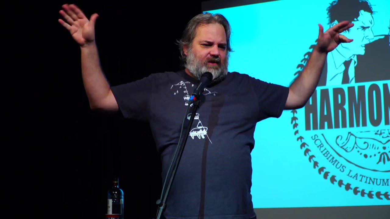 Dan Harmon records a video introduction for Rob Schrab