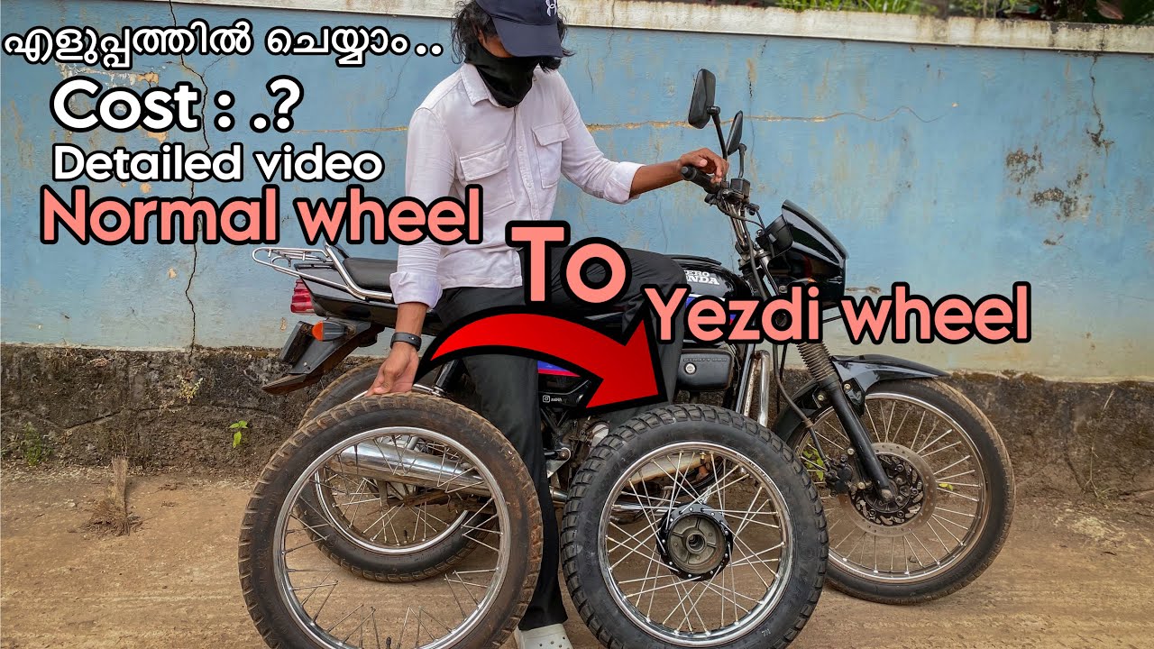 Splendor normal wheel changing to yezdi wheel malayalam🙌||easy to change||cost💰and detailed video