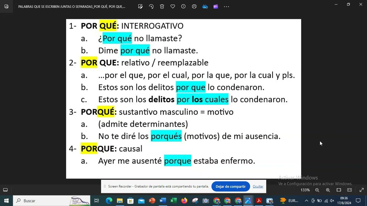 POR QUÉ POR QUE PORQUÉ PORQUE 17082024