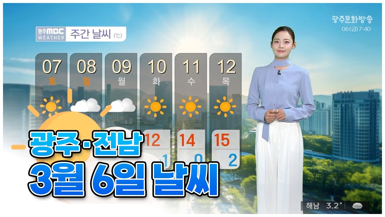 광주전남 오늘의 날씨 [뉴스투데이 2026.03.06]