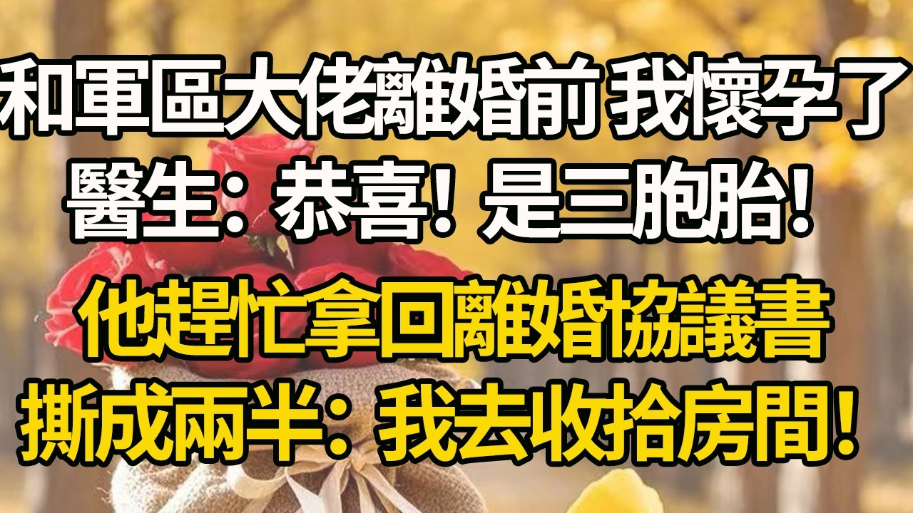 【完結】和軍區大佬離婚前 我懷孕了，醫生：恭喜！是三胞胎！他趕忙拿回離婚協議書，撕成兩半：我去收拾房間！#有聲書 #年代