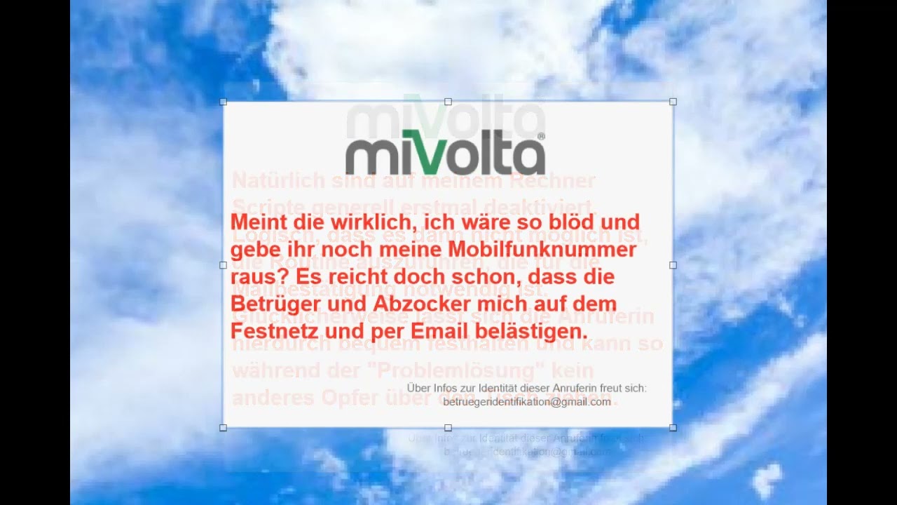 Wer kennt diese Betrügerin? - Mivolta-Abzocke