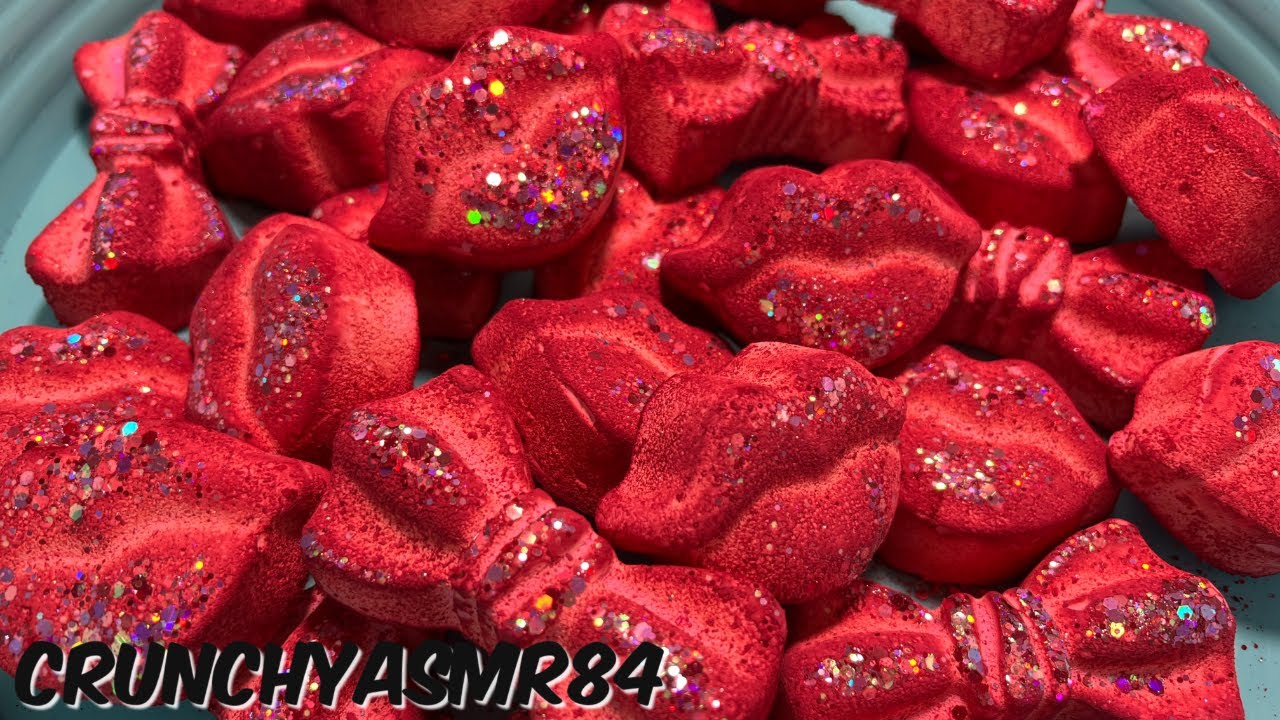 Pinkish Red Bows & Lips Chalk Crush | Oddly Satisfying | ASMR | Sleep Aid