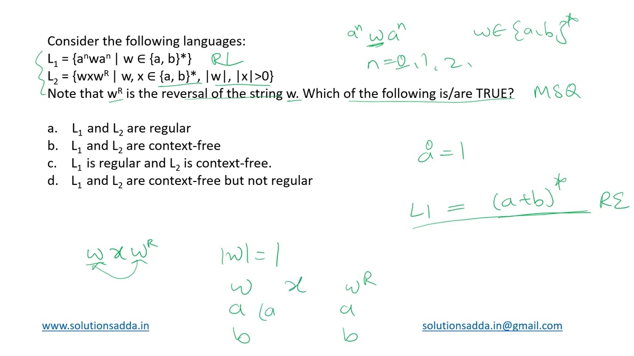 GATE 2022 | TOC | REGULAR | CONTEXT FREE | GATE TEST SERIES | SOLUTIONS ADDA | EXPLAINED BY POOJA