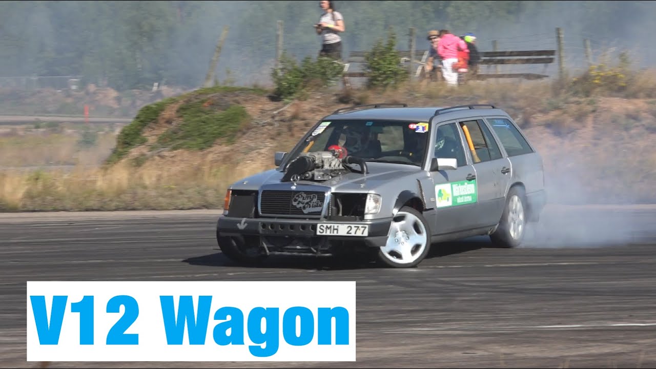 Mercedes W124 V12 With Huge Supercharger Drifting Test