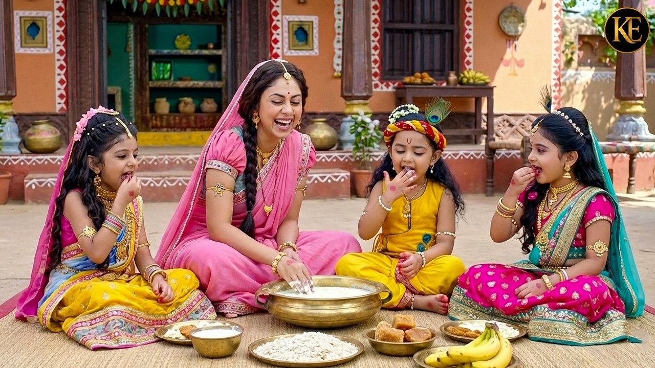 मैया के साथ बैठकर मीठा प्रसाद खाते दिखे नटखट बाल कान्हा और राधा” || YMKN || Shree Krishan leela