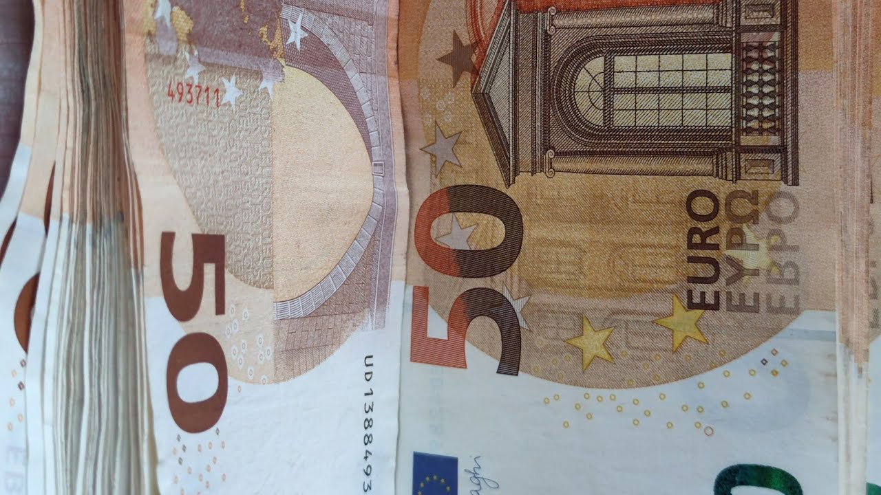 Counting cash money 50&euro; Euro Banknotes is Really SATISFYING,asmr