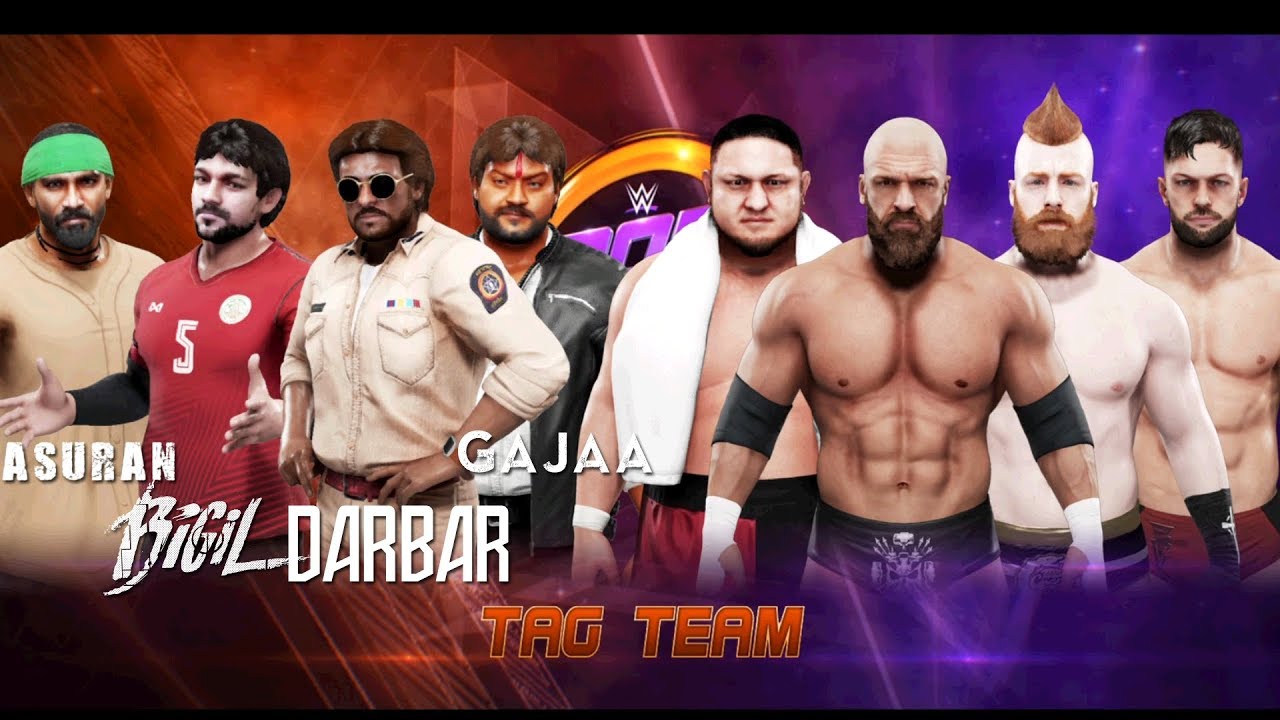 WWE 2K19 - Darbar - Bigil - Asuran - Gajaa Tag Team Match