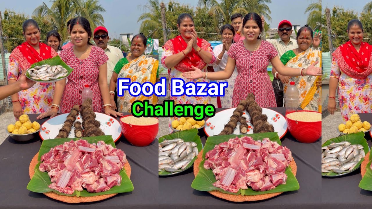 Mutton Fish Rice Chui Jhal Potato Food Bazar Funny Challenge খাসীর মাংস চুঁই ঝাল চ্যালেঞ্জ