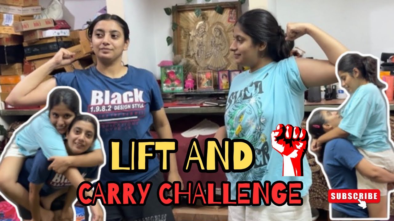 Lift And Carry Challenge Tanu v/s Gunu 🤣 || Divyanshi Sain 