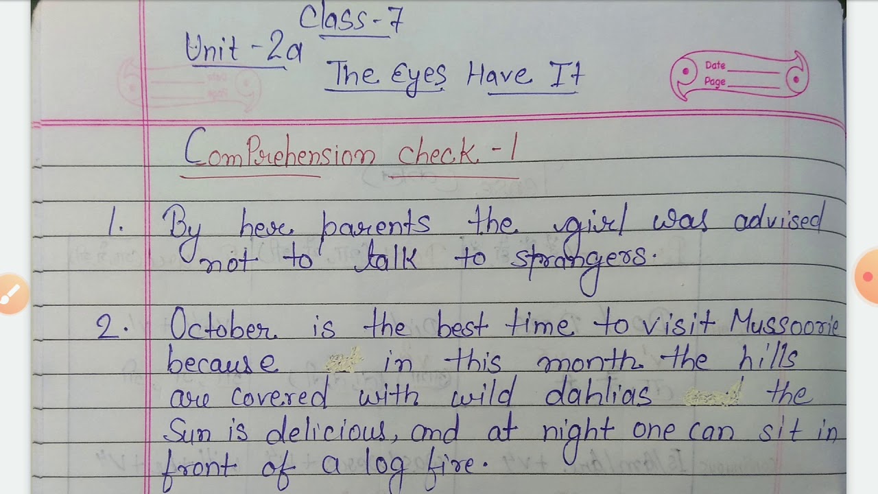 Cl-7 ,Q/A Unit 2a The Eyes Have It