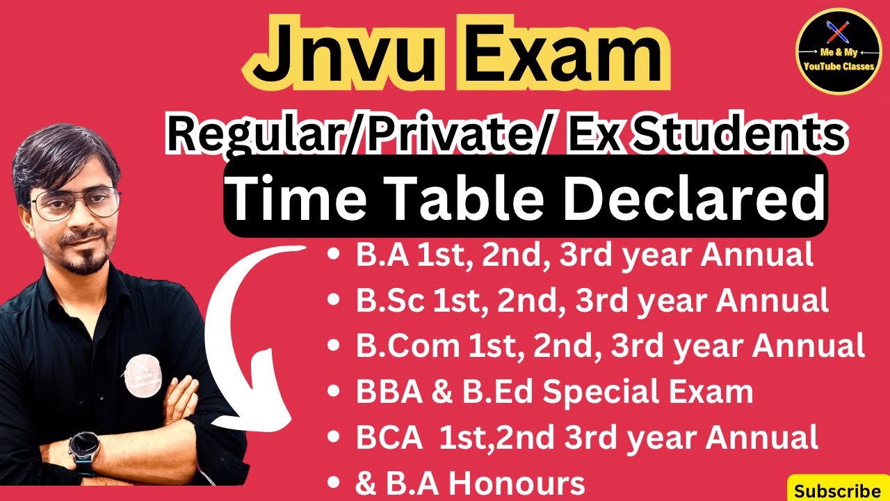 Jnvu Exam Time Table declared 👉 B.A /B.Com/B.Sc & more (1st , 2nd , 3rd year)