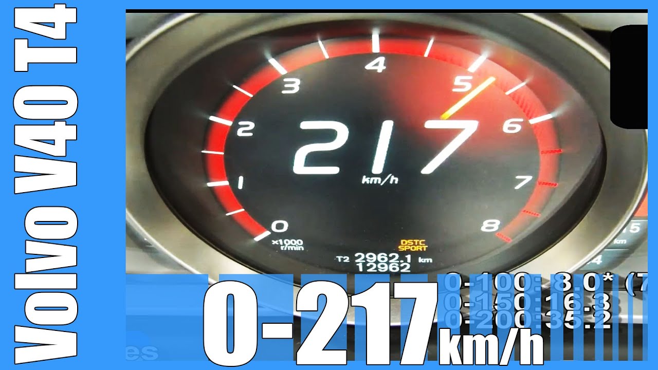 Volvo V40 T4 180 HP 0-217 km/h NICE! Acceleration Test Beschleunigung Autobahn