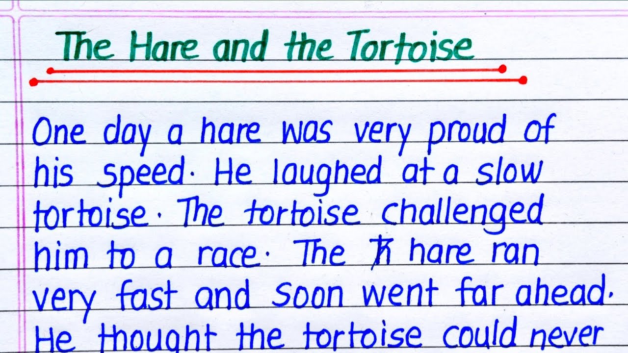 The Hare and The Tortoise Story in English || Story Writing in English 