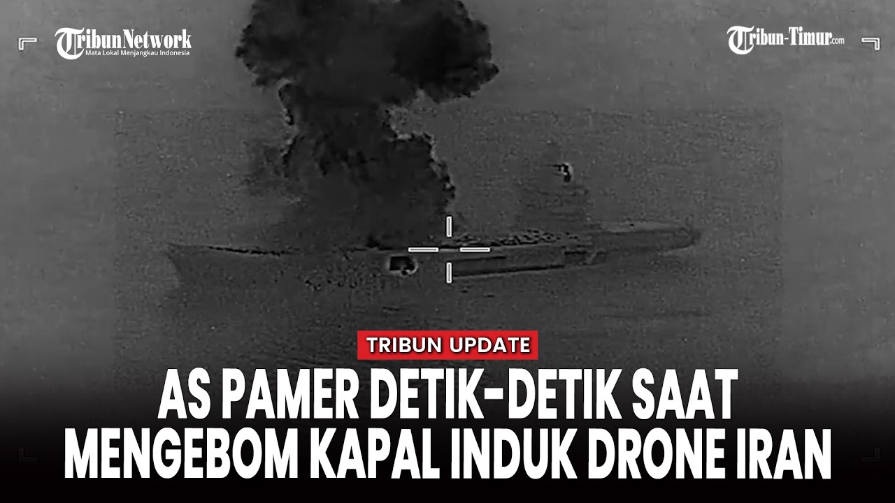 Kapal Induk Drone Iran Terbakar! AS Pamer Rekaman Penghancuran IRIS Shahid Bagheri