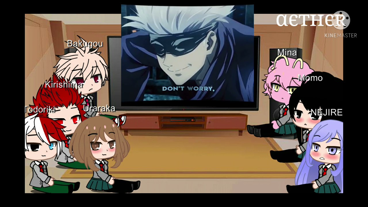 Mha react to deku as gojo satoru (ship izuku x nejire x momo)😪