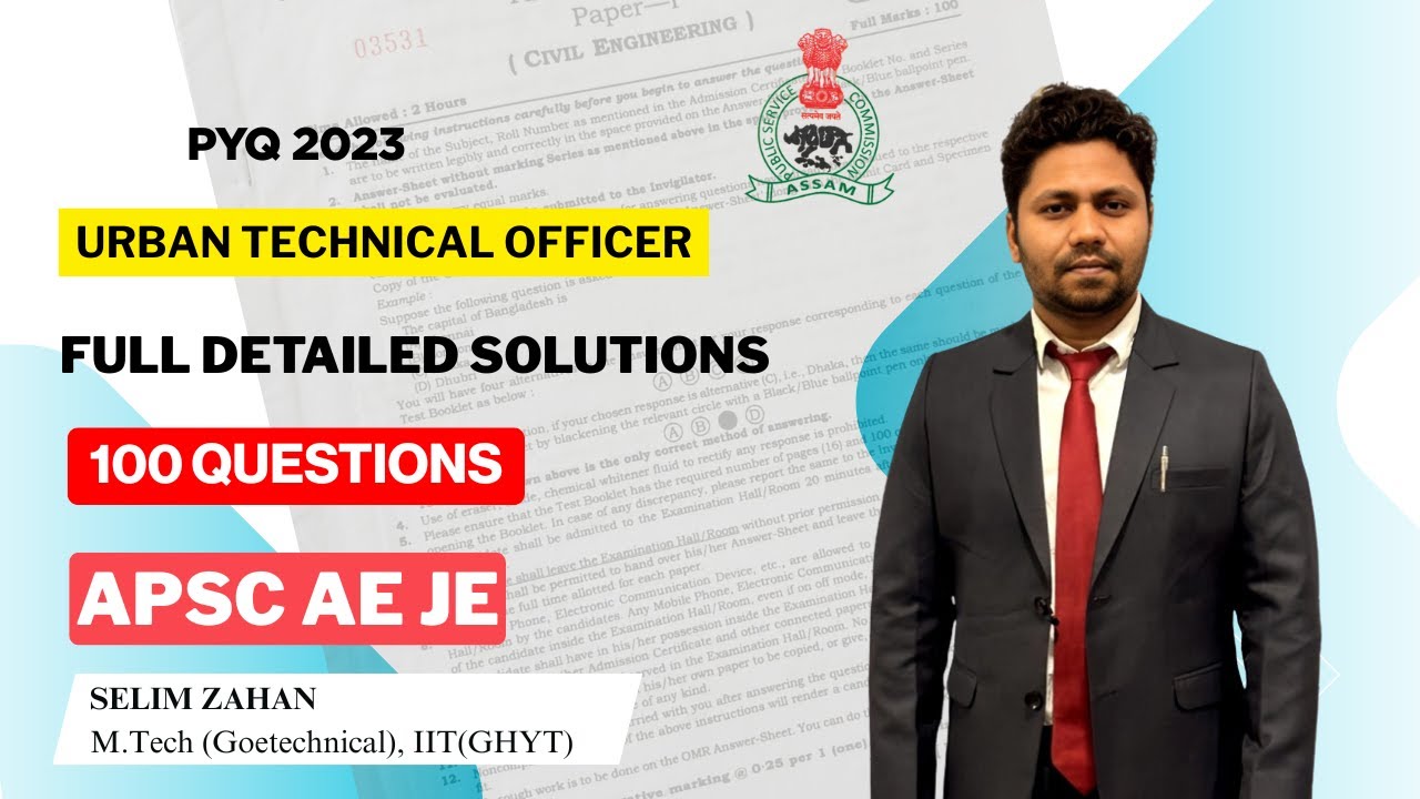URBAN TECHNICAL OFFICER 2023 PYQs Part-02 full detailed solutions  | Civil Engineering |