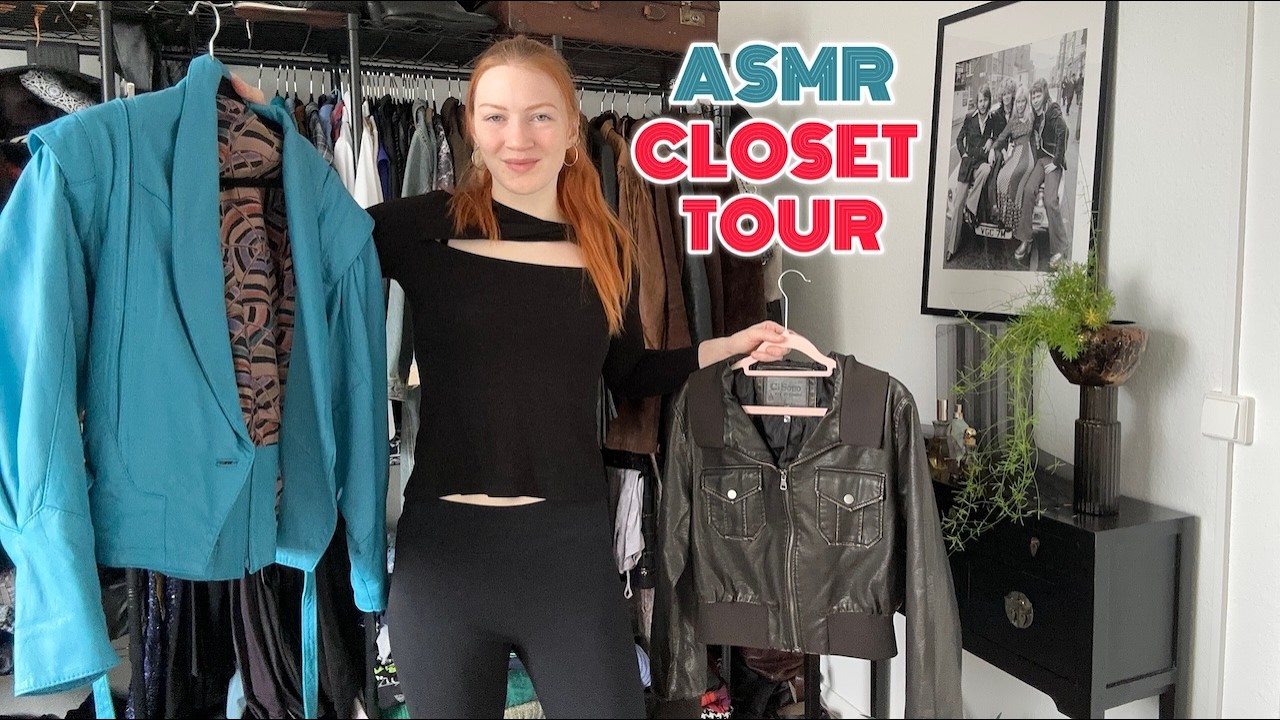 ASMR closet tour ✩ pt  1 ✩ (German voice over, fabric scratching, leather tapping)