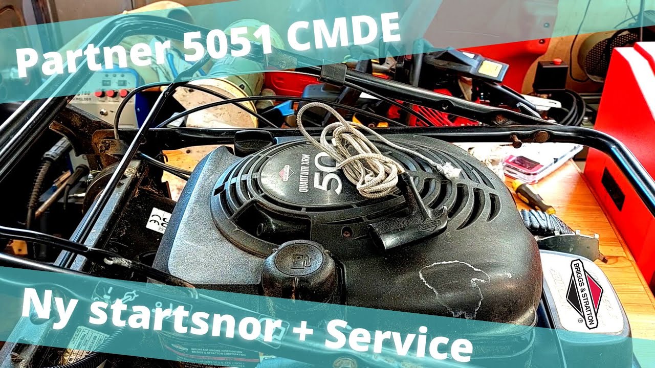 Bytter startsnor og tar enkel service på Partner 5051 CMDE gressklipper