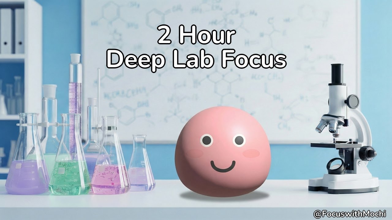 2 Hour Deep Work Timer | Soft Science Lab Ambience with Minimal Electronic | Focus with Mochi