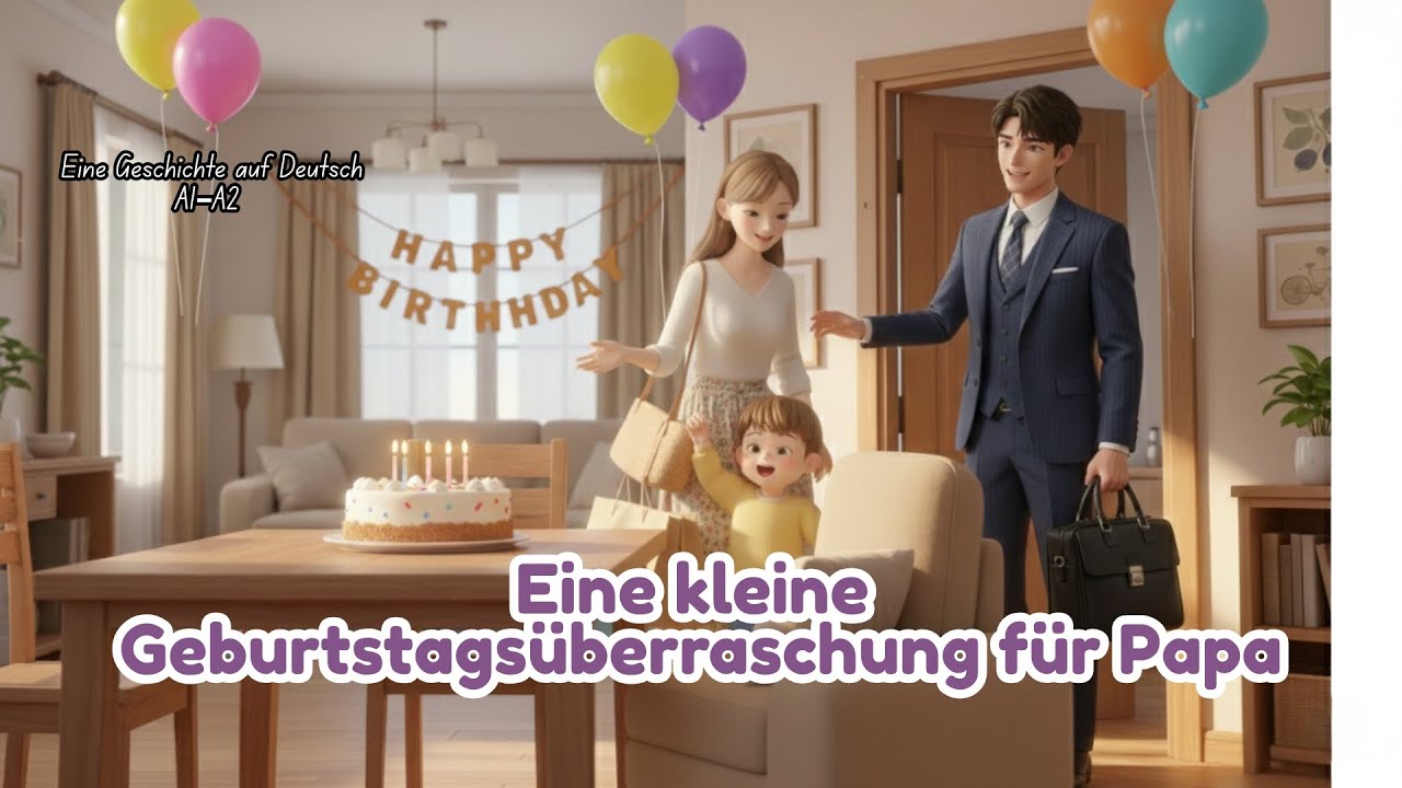 Papas Geburtstag | Deutsch lernen mit einer Geschichte (A1–A2)   | تعلّم الألمانية من خلال قصة