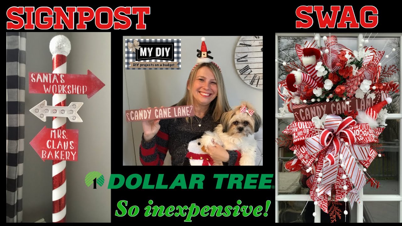 Christmas Swag out of Dollar Tree Christmas Trees | Christmas Signpost DIY | Dollar Tree DIY
