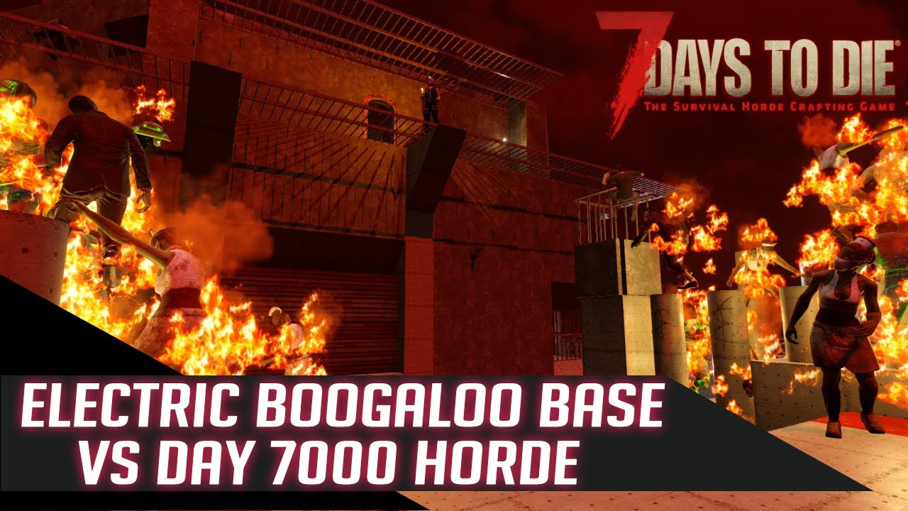 Horde  Base vs Day 7000 Horde Night, Insane Difficulty, Max Zombies, High gamestage - 7 Days to Die