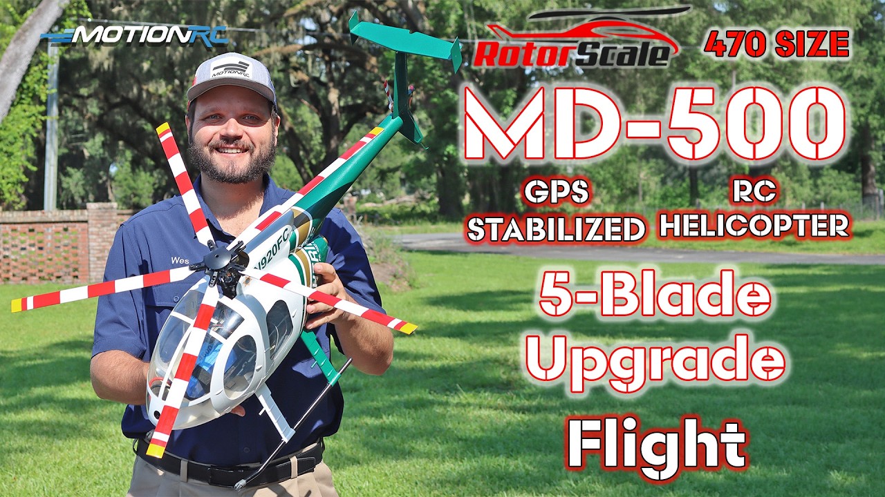 RotorScale MD-500E Super Scale размера 470 с 5-лопастным ротором: полет | Motion RC