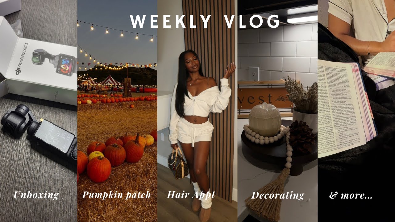 weekly vlog | New Hair for fall🍂, pumpkin patch, decorating for autumn, unboxing new camera & more…
