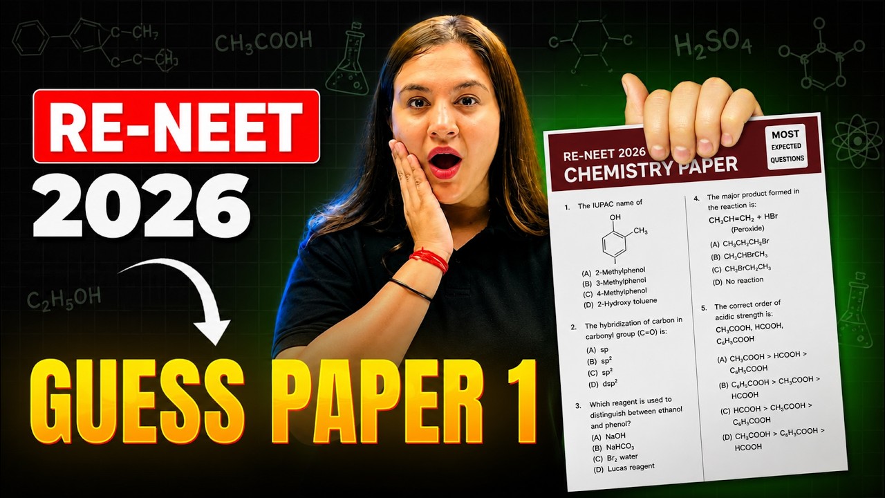 🚨 RE-NEET 2026 Chemistry Guess Paper | 45 Most Expected Questions | Sonali Ma'am
