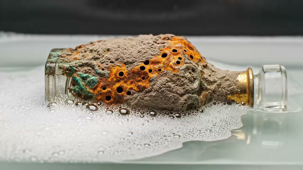 Extreme Rust and Mineral Removal - Old Bottle Restoration | Rust Dissolver Reaction