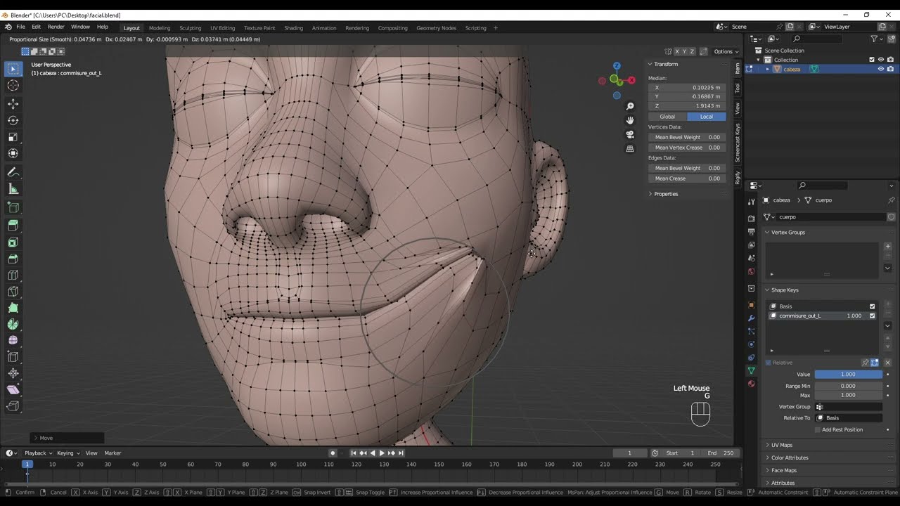 Rigging con Blender: Shape Keys + Control con bones