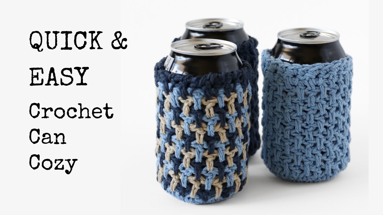 Quick and Easy Crochet Can Cozy Pattern - Extended Moss Stitch Crochet Pattern Free On Blog