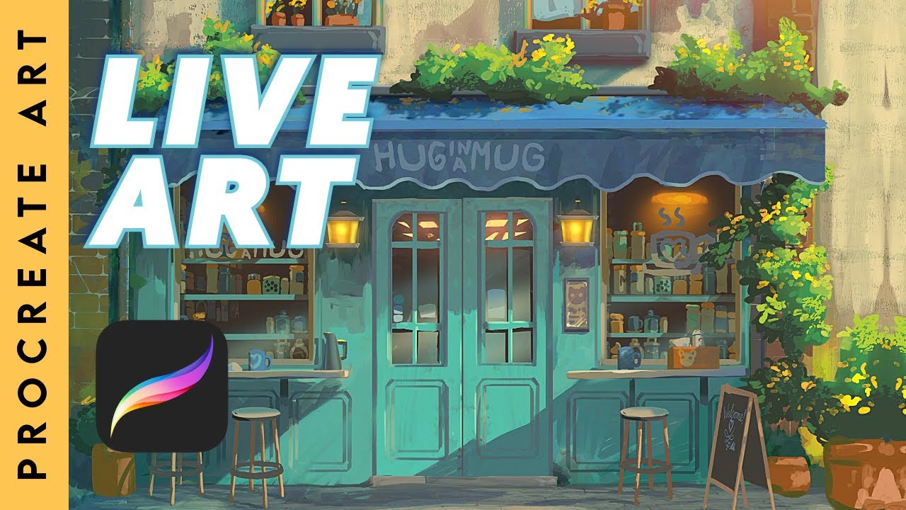 Procreate Art LIVE ⭐Easy coffee shop 🌈