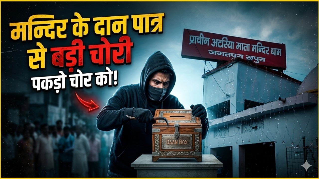 अटरिया मंदिर में दानपात्र तोड़कर चोरी 🔥| Man Robbery a Donation Box from Temple  KIRAN KHABAR News