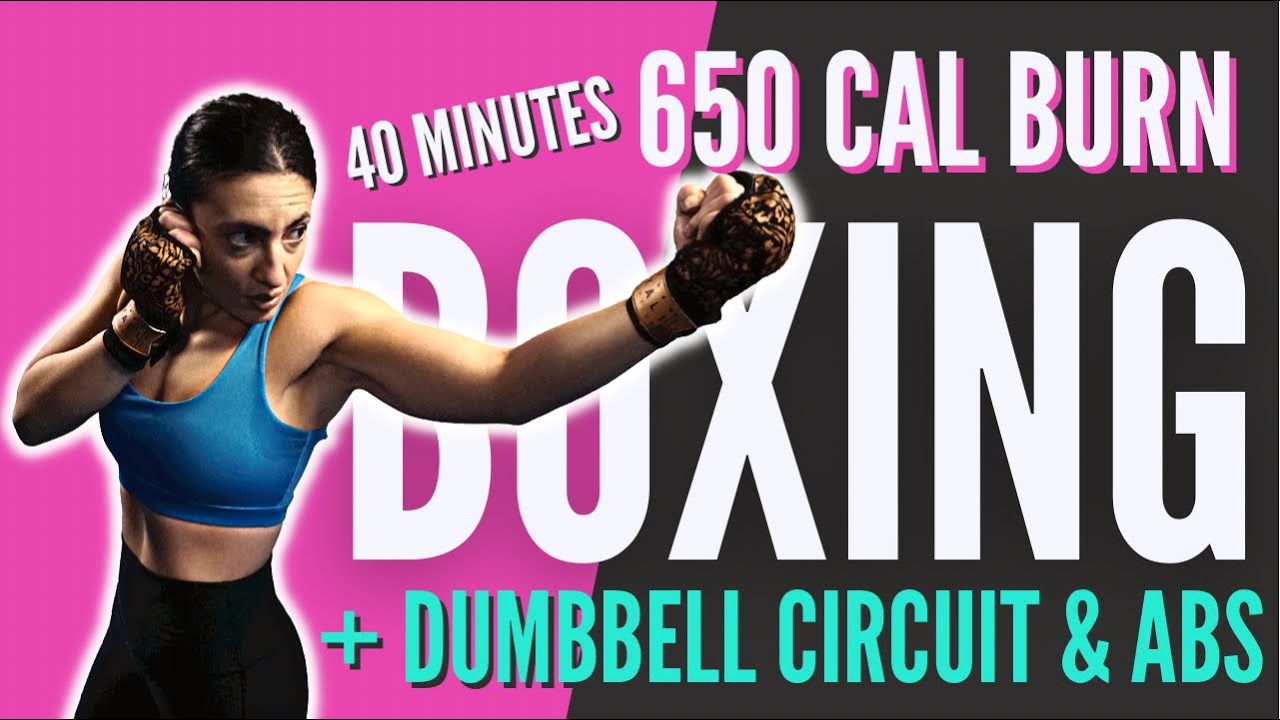 40 Min 650 Calories Shadow BOXING Workout & Dumbbell Circuit//SYLVIA NASSER