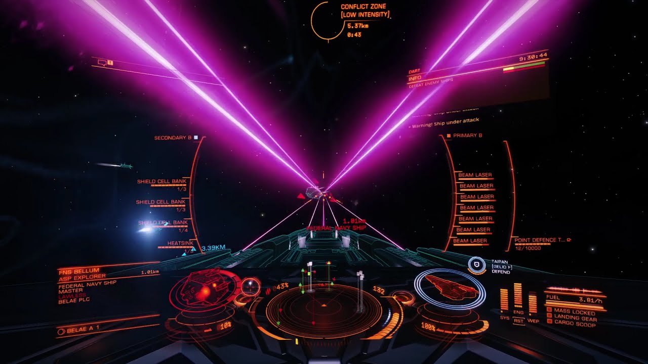 [Elite: Dangerous] Death Star Corvette Build Variation (Efficient Beams) in Low Intensity CZ