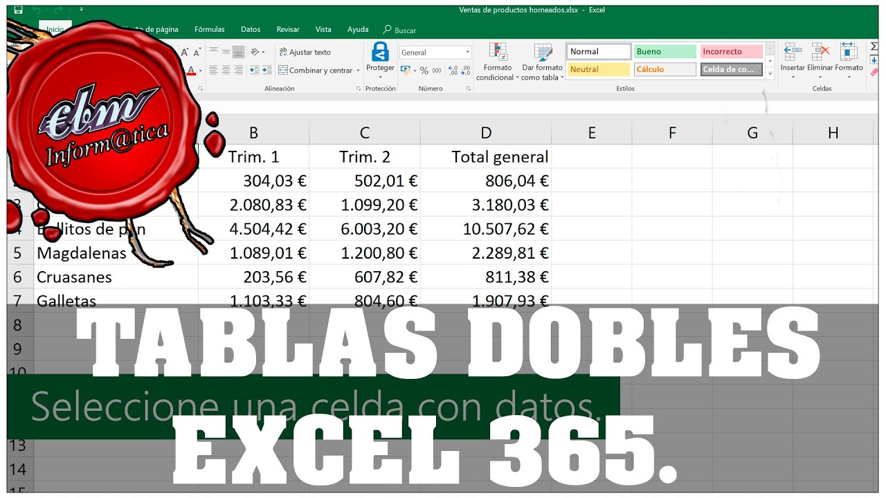TABLAS DE DOBLE ENTRADA EN EXCEL 365