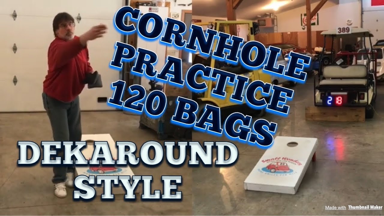 Cornhole practice 10 rounds at a time