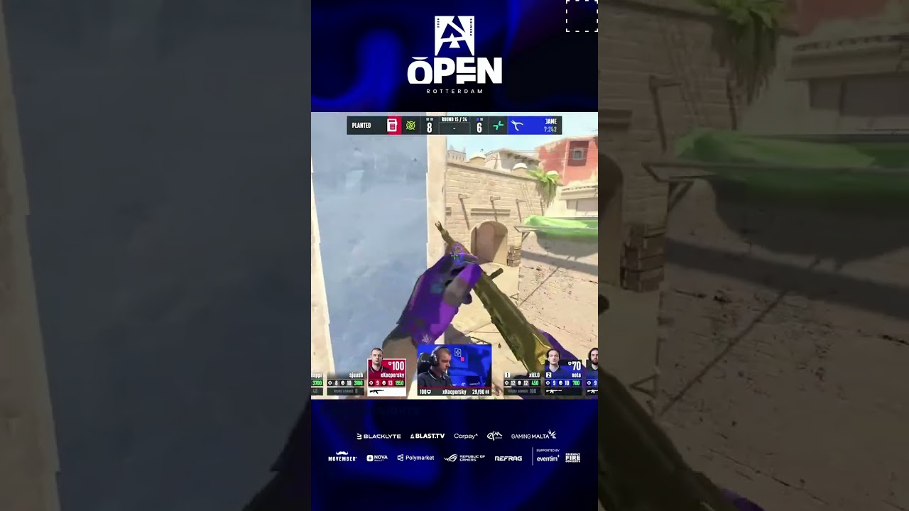 xKacpersky wins a BEAUTIFUL 1v2 CLUTCH with perfect timing and cold aim #blast #rotterdam #cs #cs2