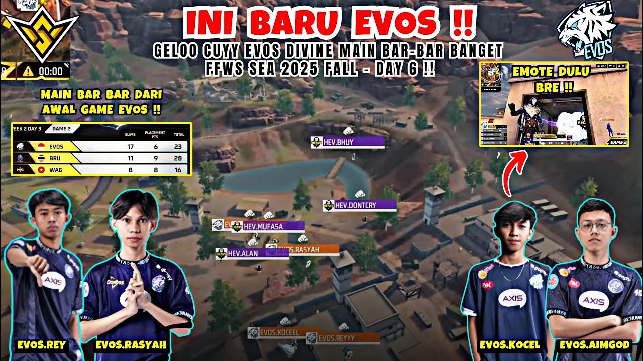 EVOS DIVINE MODE BAR-BAR‼️DARI AWAL GAME NGAMUK 17 KILL DI FFWS SEA 2025 FALL - DAY 6