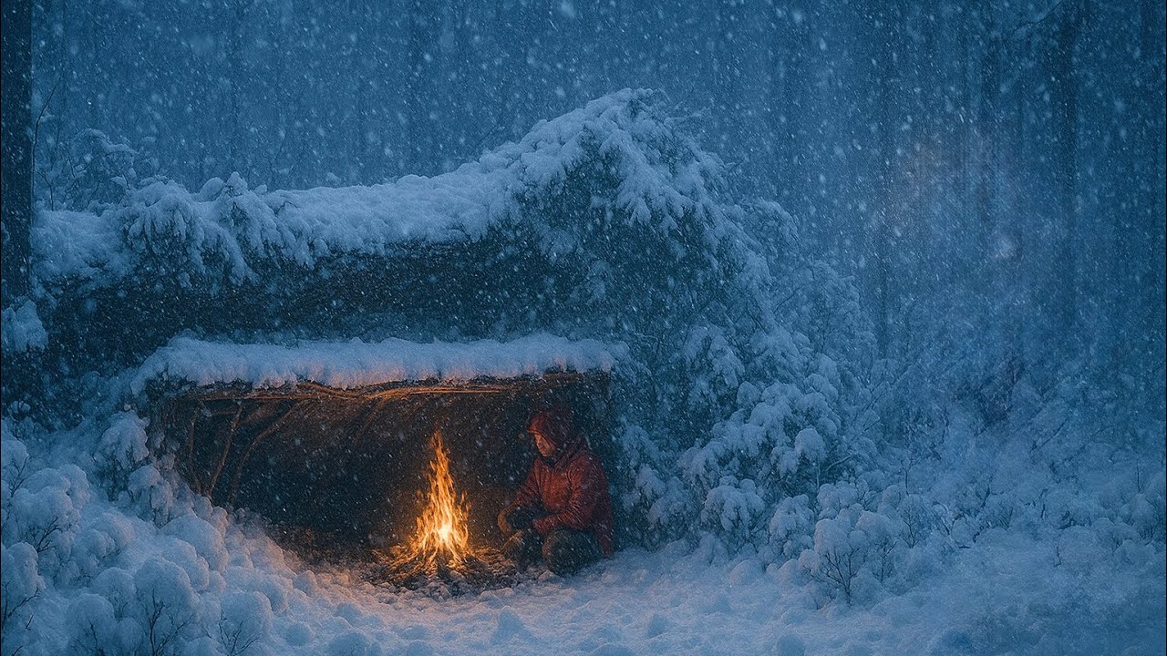 Lost in Snowstorm - How to NOT Freeze to Death! Winter Survival Camping & Bushcraft (No Tent or Bag)