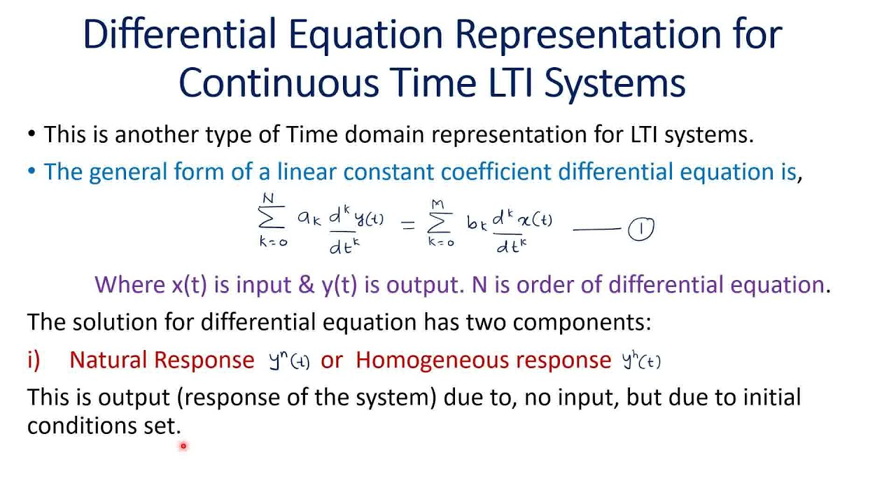 Differential Equation representation for LTI system.