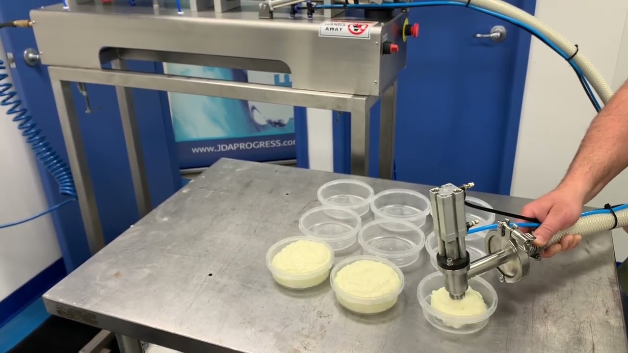 Cottage Cheese Piston Filler with Hand Nozzle , Cheese Dairy Filling Machine USA Canada - JDA