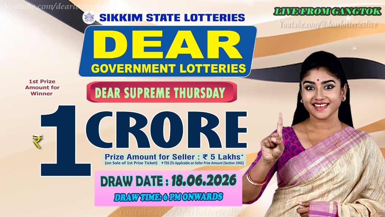 LOTTERY LIVE DEAR 6 PM 18.06.2026 SIKKIM STATE LOTTERY LIVE DRAW LOTTERY SAMBAD LIVE FROM GANGTOK