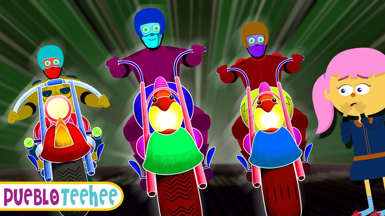 La canci&oacute;n de los motociclistas esqueleto | Canciones De Halloween Para Ni&ntilde;os | Pueblo Teehee