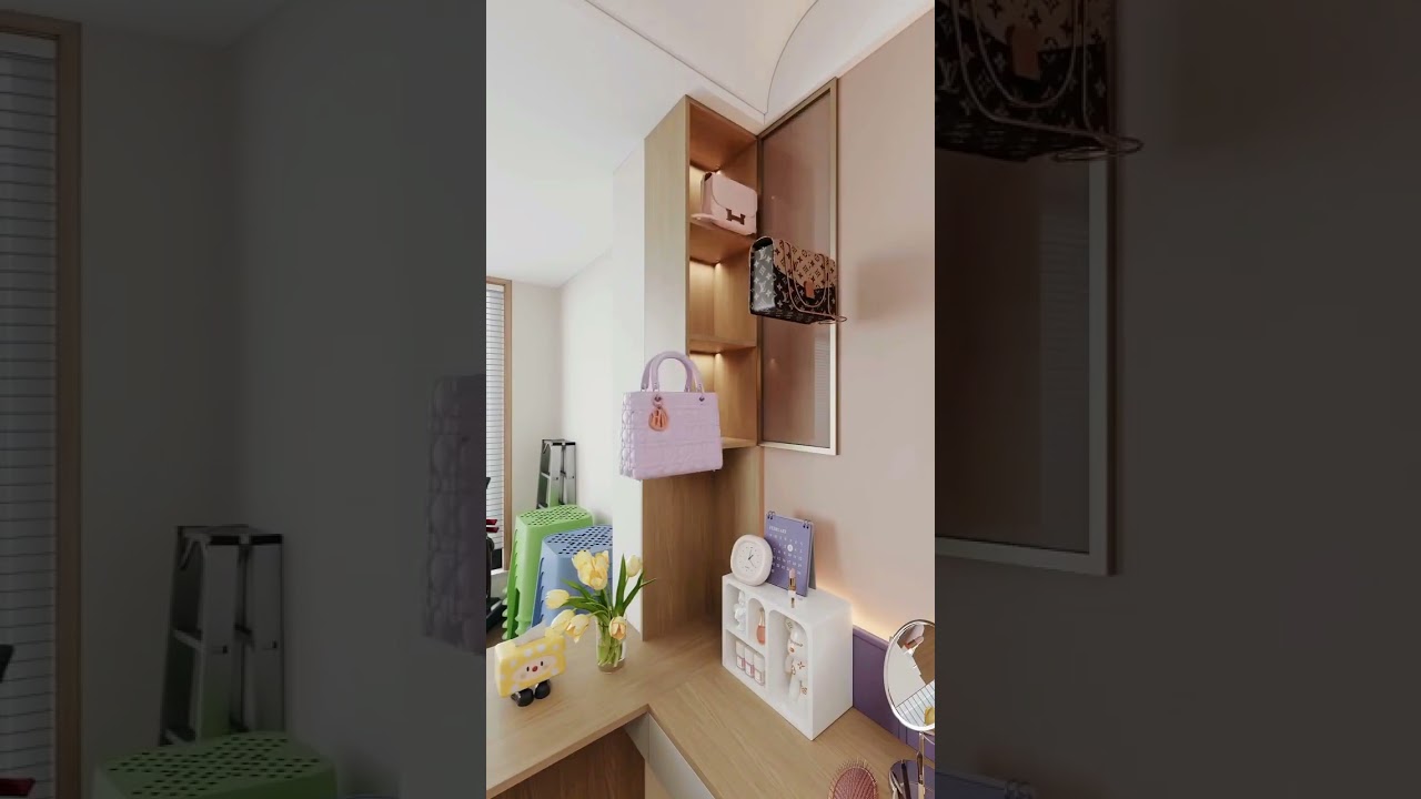 Genius Small Space Design 💡 Elegance, Function & Smart Storage in One BedRoom! #SmartLiving #Shorts