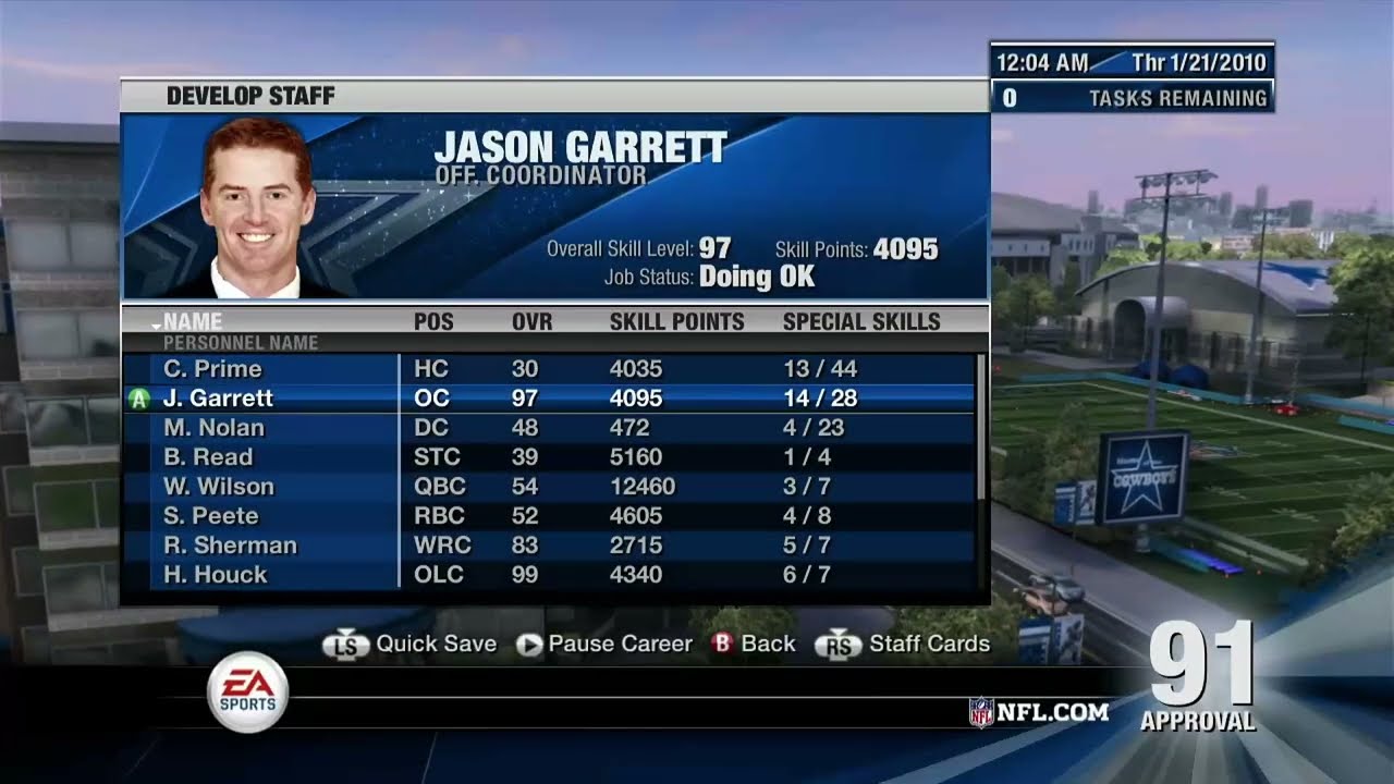 NFL Head Coach 2009 Coach Prime Cowboys Part 12 | 10 Offseason & Draft Will Romo Return?